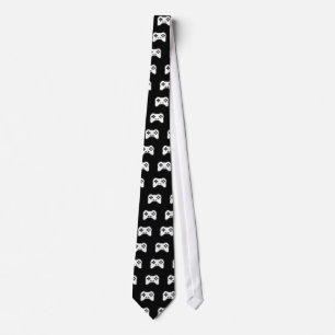 Game Controller Black White 8bit Video Game Style Tie