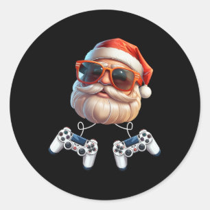 Game Controller Christmas Gamer Gaming Enthusiast  Classic Round Sticker
