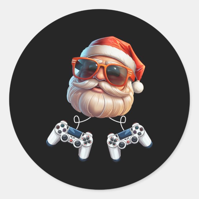 Game Controller Christmas Gamer Gaming Enthusiast  Classic Round Sticker (Front)