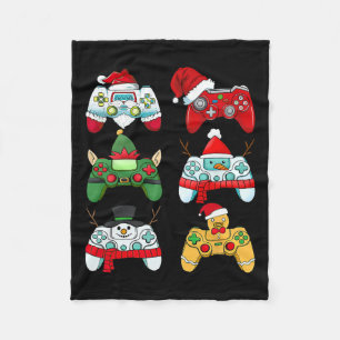 Game Controller Christmas Santa Elf Gamer Boys Xma Fleece Blanket