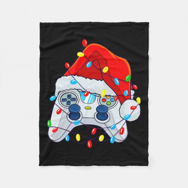 Game Controller Christmas Santa Hat Gamer Boys 1  Fleece Blanket (Front)