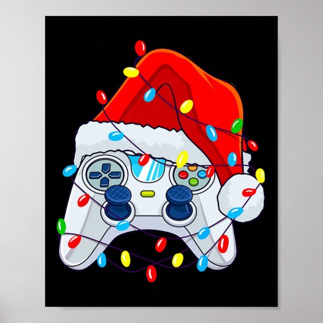 Game Controller Christmas Santa Hat Gamer Boys 1  Poster (Front)