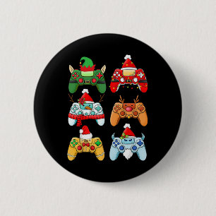 Game Controller Christmas Santa Hat Gamer Boys Xma 6 Cm Round Badge