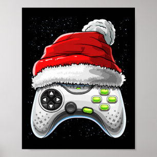 Game Controller Christmas Santa Hat Gamer Gift Boy Poster