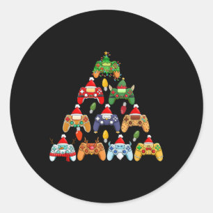 Game Controller Christmas Tree Gamer Boy Girl Funn Classic Round Sticker
