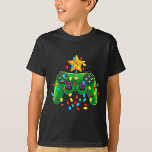 Game Controller Christmas Tree Lights Gamer Boys K T-Shirt