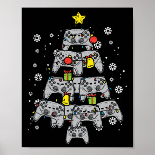 Game Controller Christmas Tree Xmas Boy Men Youth Poster