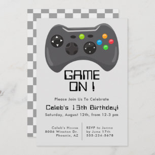 Game Controller Gamer Theme Boys Birthday Party Invitation