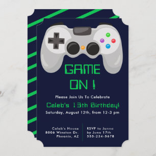 Game Controller Gamer Themed Boys Birthday Party Invitation