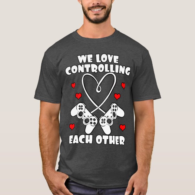 Game Controller Hearts Gaming Relationship Valenti T-Shirt (Front)