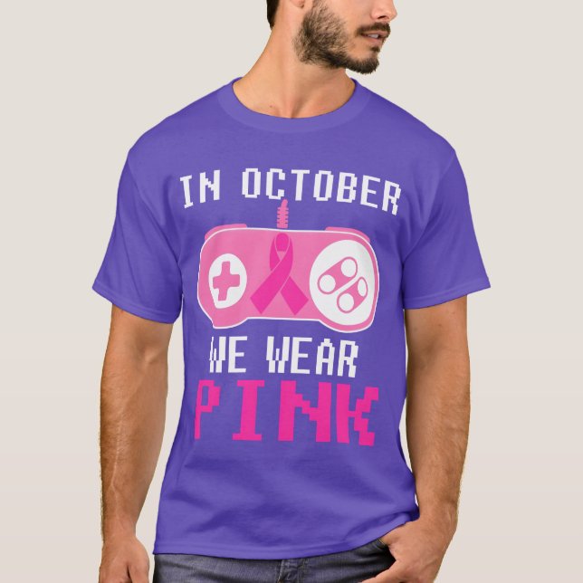 Game Controller In October We Wear Pink Gaming fri T-Shirt (Front)