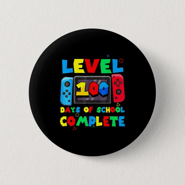 Game Controller Level 100 Days Of School Complete  6 Cm Round Badge (Front)