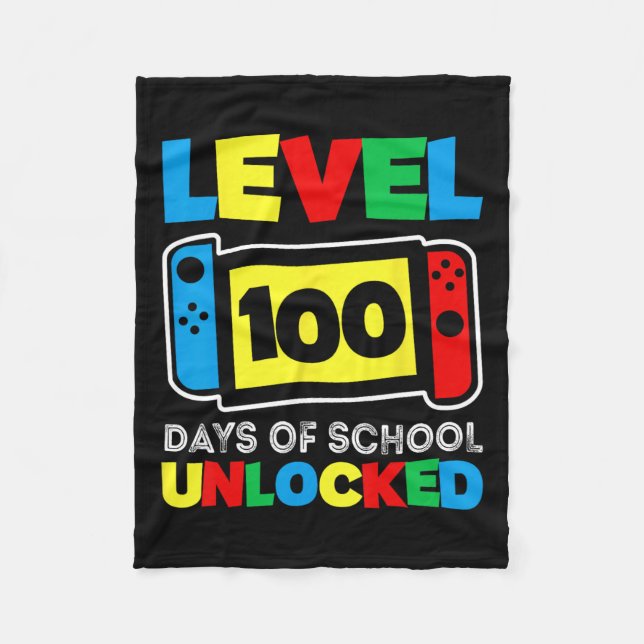 Game Controller Level 100 Days Of School Completed Fleece Blanket (Front)