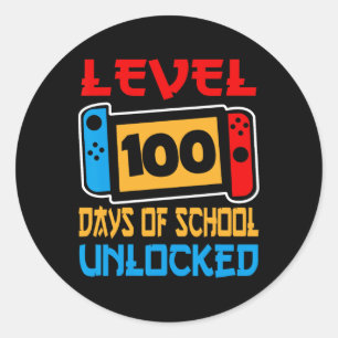 Game Controller Level 100 Days Of School Unlocked Classic Round Sticker