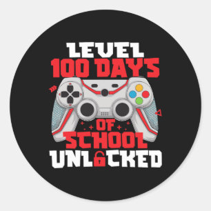 Game Controller Level 100 Days Of School Unlocked Classic Round Sticker