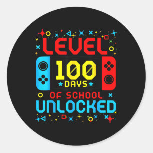 Game Controller Level 100 Days Of School Unlocked Classic Round Sticker