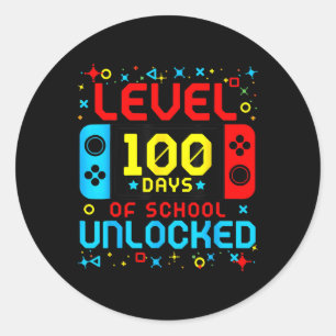 Game Controller Level 100 Days Of School Unlocked  Classic Round Sticker