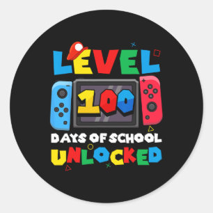 Game Controller Level 100 Days Of School Unlocked Classic Round Sticker
