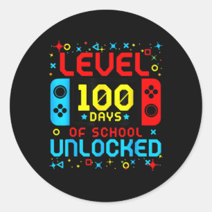 Game Controller Level 100 Days Of School Unlocked  Classic Round Sticker
