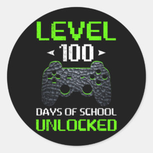 Game Controller Level 100 Days Of School Unlocked Classic Round Sticker