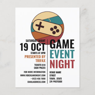 Game Controller Logo, Video Gamer Event Advert Flyer