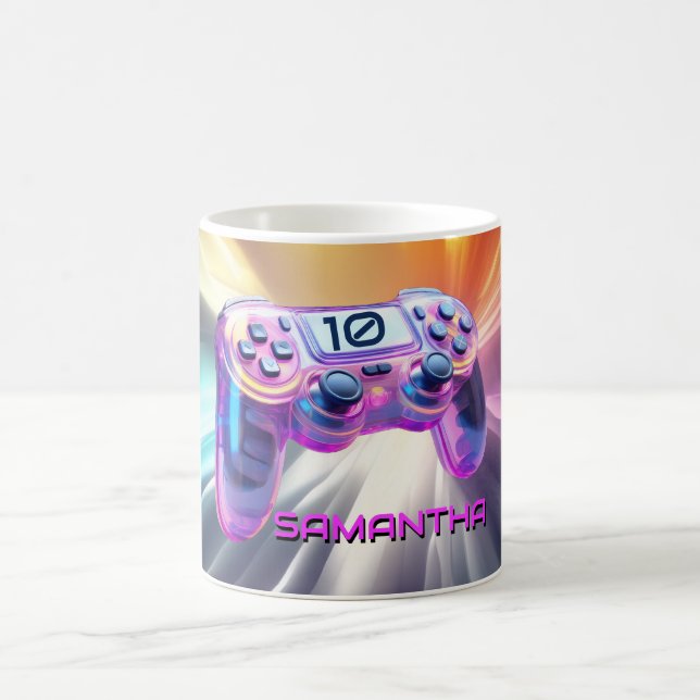 Game controller realistic pink gamer girls name coffee mug (Center)