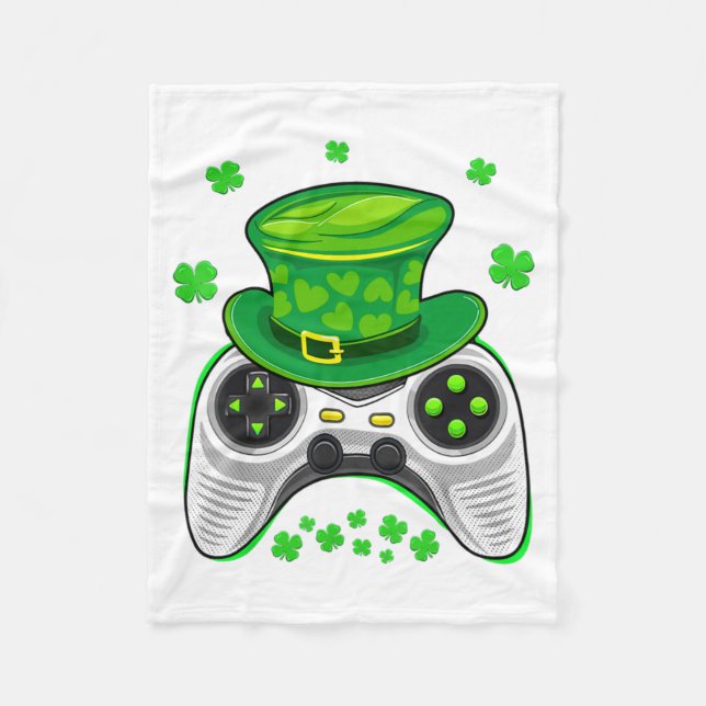 Game Controller Shamrock Gamer St Patricks Day Gam Fleece Blanket (Front)