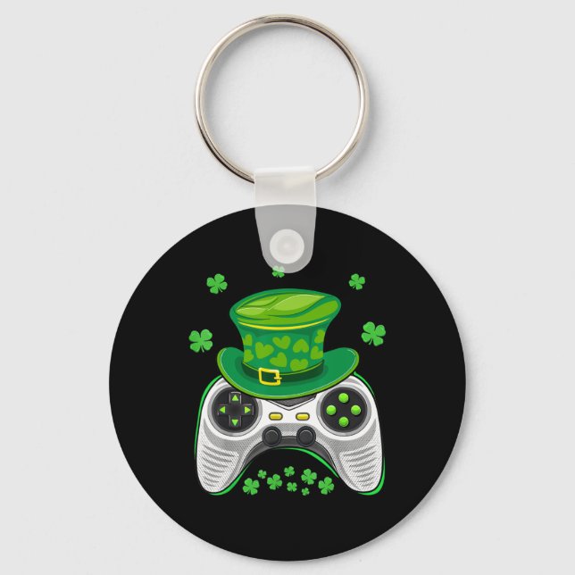 Game Controller Shamrock Gamer St Patricks Day Gam Key Ring (Front)