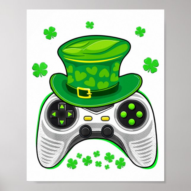 Game Controller Shamrock Gamer St Patricks Day Gam Poster (Front)