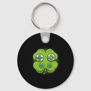 Game Controller Shamrock St Patricks Day Gamer Boy Key Ring