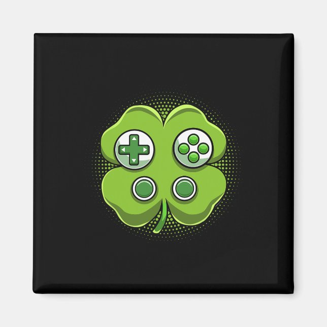 Game Controller Shamrock St Patricks Day Gamer Boy Magnet (Front)