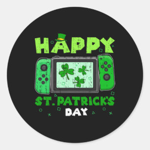 Game Controller Shamrock St Patricks Day Gamer Gam Classic Round Sticker