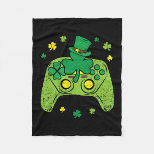 Game Controller Shamrock St Patricks Day Gamer Gam Fleece Blanket