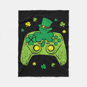 Game Controller Shamrock St Patricks Day Gamer Gam Fleece Blanket