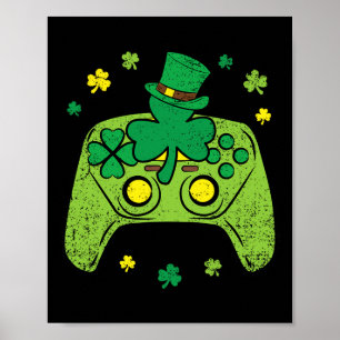 Game Controller Shamrock St Patricks Day Gamer Gam Poster