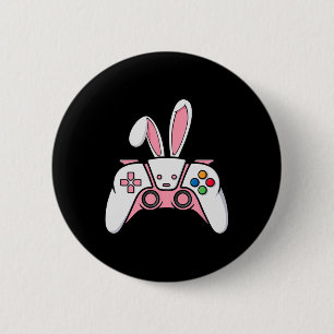 Game Controller With Bunny Ears Funny Easter Gamin 6 Cm Round Badge