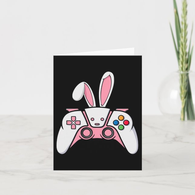Game Controller With Bunny Ears Funny Easter Gamin Card (Front)