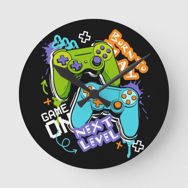Game controllers Graffiti  Gaming Born To Play  Round Clock (Front)
