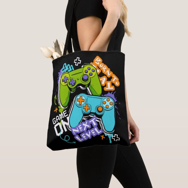 Game controllers Graffiti  Gaming Born To Play  Tote Bag (Close Up)