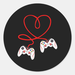 Game Controllers Video Gamers Gaming Valentine's D Classic Round Sticker