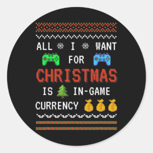 Game Currency Christmas Holiday Video Game Adult Y Classic Round Sticker
