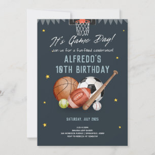 Game Day All Sports Birthday Invitation for Boys