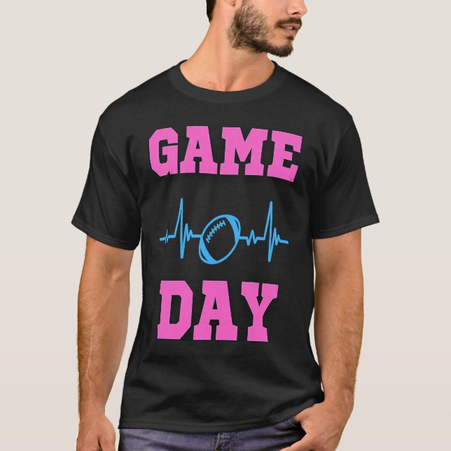 GAME DAY AMERICAN FOOTBALL EKG HEARTBEAT SPORT LOV T-Shirt (Front)