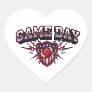 Game Day American Football Patriotic Shield Sports Heart Sticker