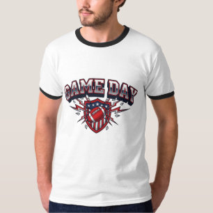 Game Day American Football Patriotic Shield Sports T-Shirt