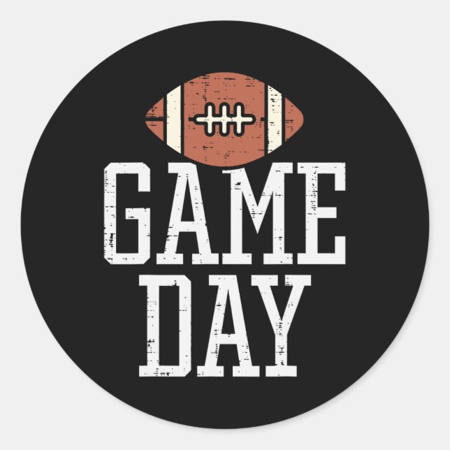 Game Day American Football Player Team Coach Men W Classic Round Sticker (Front)