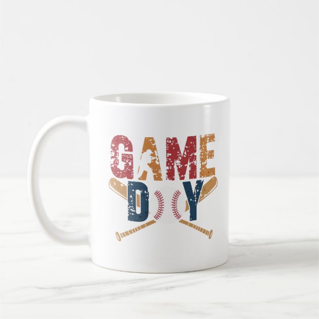 Game Day Baseball Graphic Coffee Mug (Left)