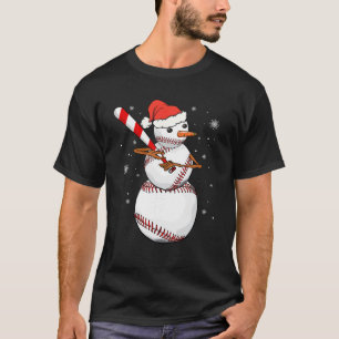 Game Day Baseball Snowman Balls Snow Christmas Paj T-Shirt