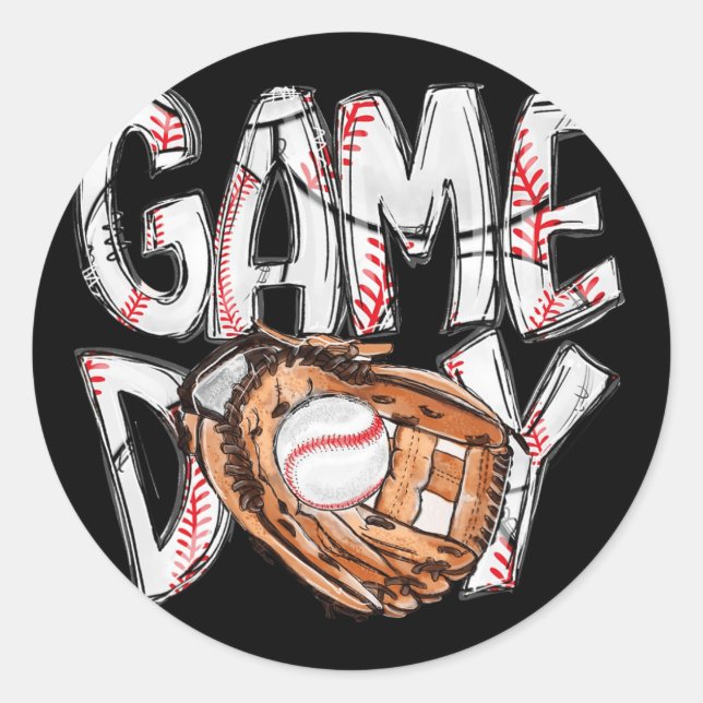 Game Day Baseball Softball Heart Love Mum Life Of  Classic Round Sticker (Front)