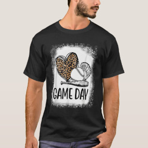 Game Day Baseball With Leopard Heart Soccer Mum Ma T-Shirt